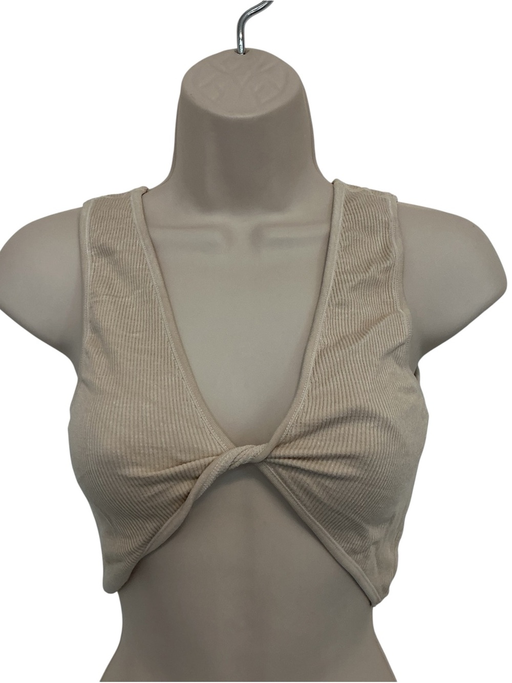 NWOT Double Zero Stretch Ribbed Reversible Twist Crop Top Size Large Stretch